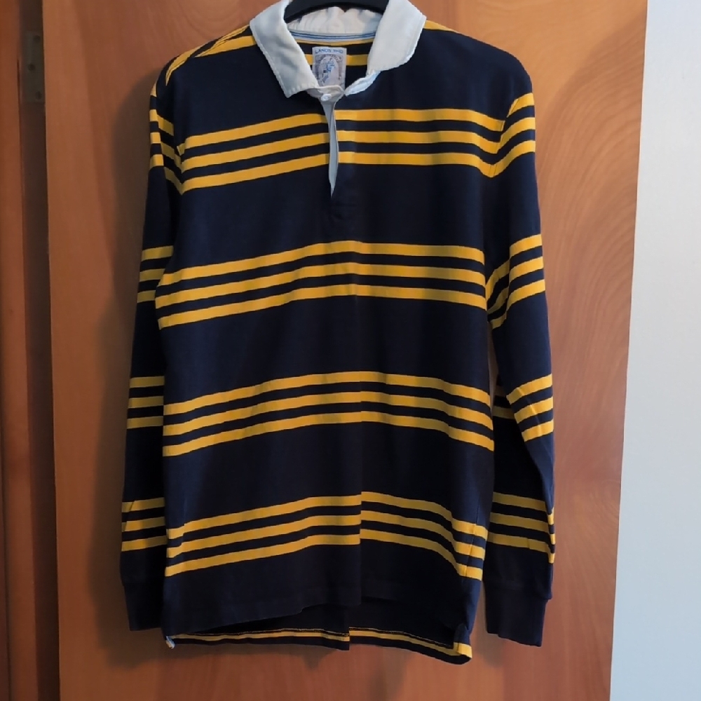 Lands' End Navy and Gold Rugby Shirt